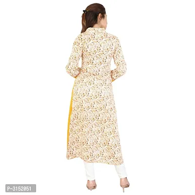 Reliable Yellow Floral Print Rayon A-Line Women's Kurti-thumb5