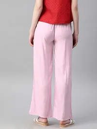 Women's Solid Pink Rayon Palazzo-thumb2