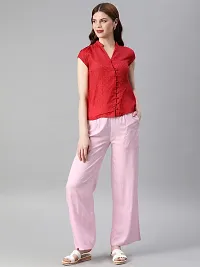 Women's Solid Pink Rayon Palazzo-thumb3