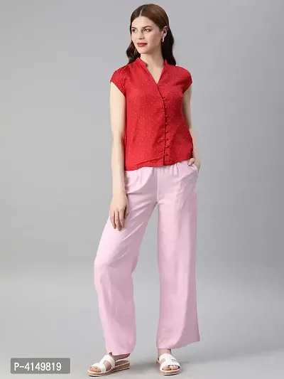 Women's Solid Pink Rayon Palazzo-thumb4