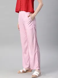 Women's Solid Pink Rayon Palazzo-thumb1