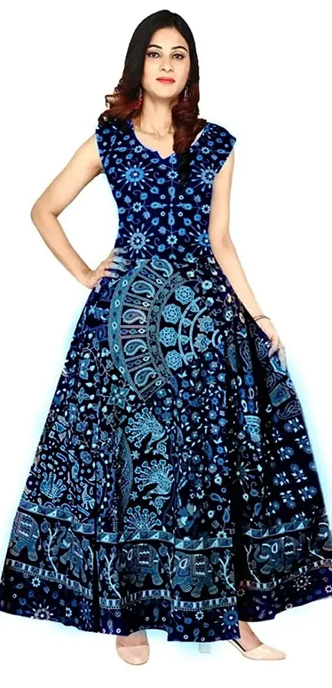 Women's Printed Cotton Casual Wear Gown