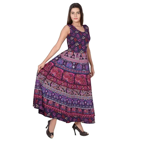 Multicolored Sanganeri Printed Regular Gown