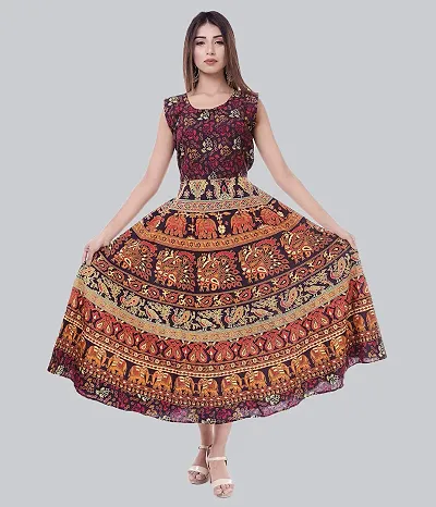 Women's Cotton Jaipuri Printed Long Gown