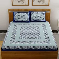 Comfortable Cotton Jaipuri Printed Double Bedsheet with Two Pillow Covers-thumb1