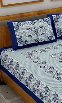 Comfortable Cotton Jaipuri Printed Double Bedsheet with Two Pillow Covers-thumb2