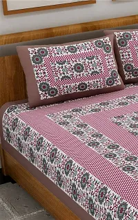 Comfortable Cotton Jaipuri Printed Double Bedsheet with Two Pillow Covers-thumb2