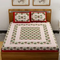 Comfortable Cotton Jaipuri Printed Double Bedsheet with Two Pillow Covers-thumb1