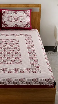 Comfortable Cotton Jaipuri Printed Double Bedsheet with Two Pillow Covers-thumb3