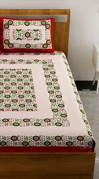 Comfortable Cotton Jaipuri Printed Double Bedsheet with Two Pillow Covers-thumb3