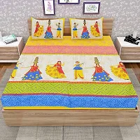 Comfortable Cotton Jaipuri Printed Double Bedsheet with Two Pillow Covers-thumb1