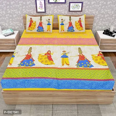 Comfortable Cotton Jaipuri Printed Double Bedsheet with Two Pillow Covers-thumb2