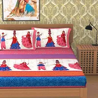 Comfortable Cotton Jaipuri Printed Double Bedsheet with Two Pillow Covers-thumb1