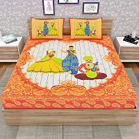 Comfortable Cotton Jaipuri Printed Double Bedsheet with Two Pillow Covers-thumb1