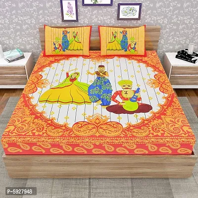 Comfortable Cotton Jaipuri Printed Double Bedsheet with Two Pillow Covers-thumb2