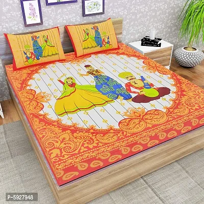 Comfortable Cotton Jaipuri Printed Double Bedsheet with Two Pillow Covers