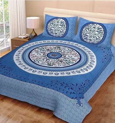 Cotton Jaipuri King Size Bedsheets with 2Pillow Covers