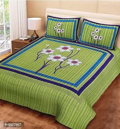 Comfortable Cotton Jaipuri Printed Double Bedsheet with Two Pillow Covers