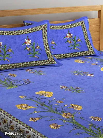 Comfortable Cotton Jaipuri Printed Double Bedsheet with Two Pillow Covers-thumb2