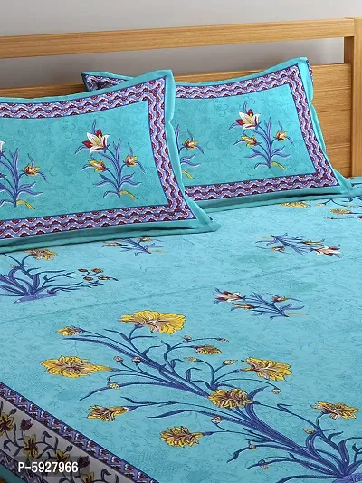 Comfortable Cotton Jaipuri Printed Double Bedsheet with Two Pillow Covers-thumb2