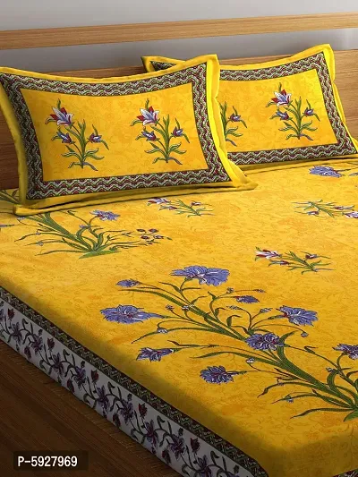 Comfortable Cotton Jaipuri Printed Double Bedsheet with Two Pillow Covers-thumb3