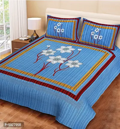 Comfortable Cotton Jaipuri Printed Double Bedsheet with Two Pillow Covers