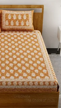 Comfortable Cotton Jaipuri Printed Double Bedsheet with Two Pillow Covers-thumb2