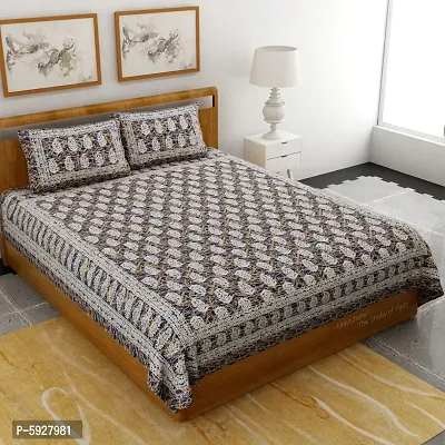 Comfortable Cotton Jaipuri Printed Double Bedsheet with Two Pillow Covers