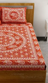 Comfortable Cotton Jaipuri Printed Double Bedsheet with Two Pillow Covers-thumb2