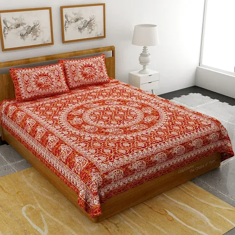 (93*84 Inch) Printed Double Bedsheets With 2 Pillow Covers