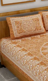 Comfortable Cotton Jaipuri Printed Double Bedsheet with Two Pillow Covers-thumb1