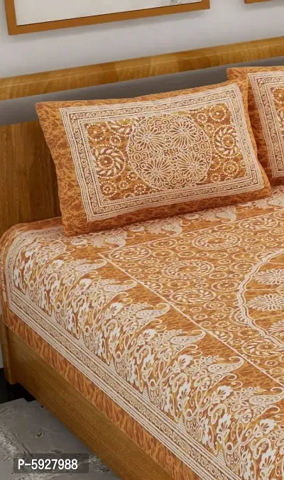 Comfortable Cotton Jaipuri Printed Double Bedsheet with Two Pillow Covers-thumb2