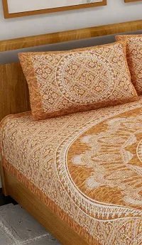 Comfortable Cotton Jaipuri Printed Double Bedsheet with Two Pillow Covers-thumb1