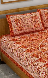 Comfortable Cotton Jaipuri Printed Double Bedsheet with Two Pillow Covers-thumb1