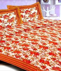 Comfortable Cotton Jaipuri Printed Double Bedsheet with Two Pillow Covers-thumb1