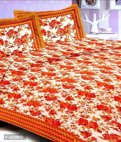 Comfortable Cotton Jaipuri Printed Double Bedsheet with Two Pillow Covers-thumb2