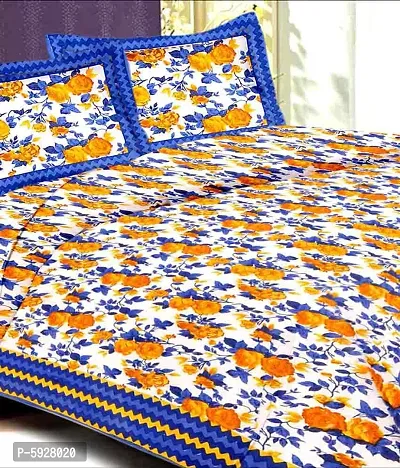 Comfortable Cotton Jaipuri Printed Double Bedsheet with Two Pillow Covers-thumb2