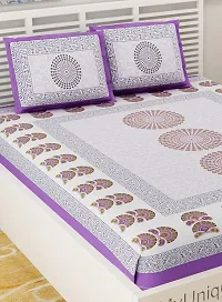 Comfortable Cotton Jaipuri Printed Double Bedsheet with Two Pillow Covers-thumb2