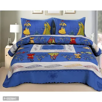 Comfortable Cotton Jaipuri Printed Double Bedsheet with Two Pillow Covers-thumb2