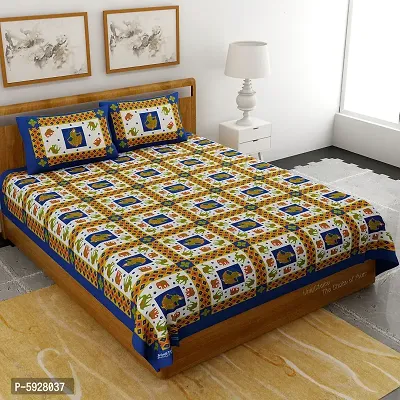 Comfortable Cotton Jaipuri Printed Double Bedsheet with Two Pillow Covers