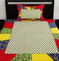 Comfortable Cotton Jaipuri Printed Single Bedsheet with One Pillow Cover-thumb1