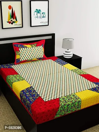 Comfortable Cotton Jaipuri Printed Single Bedsheet with One Pillow Cover