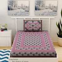 Comfortable Cotton Jaipuri Printed Single Bedsheet with One Pillow Cover-thumb1