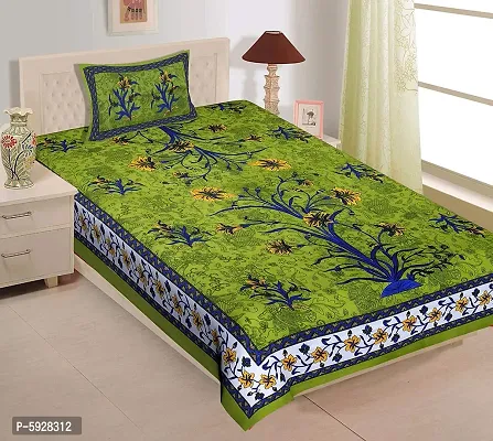 Comfortable Cotton Jaipuri Printed Single Bedsheet with One Pillow Cover