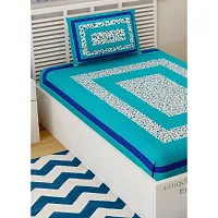 Comfortable Cotton Jaipuri Printed Single Bedsheet with One Pillow Cover-thumb2