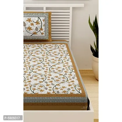 Comfortable Cotton Jaipuri Printed Single Bedsheet with One Pillow Cover-thumb4