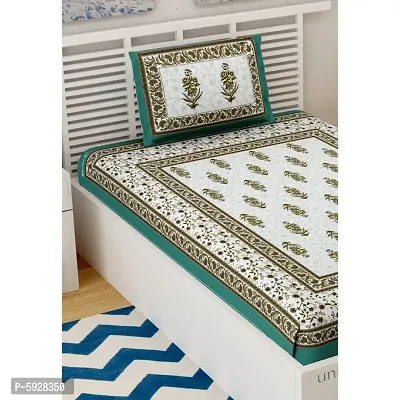 Comfortable Cotton Jaipuri Printed Single Bedsheet with One Pillow Cover-thumb3