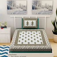 Comfortable Cotton Jaipuri Printed Single Bedsheet with One Pillow Cover-thumb1