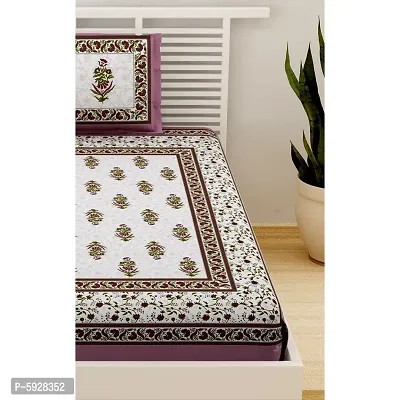 Comfortable Cotton Jaipuri Printed Single Bedsheet with One Pillow Cover-thumb4