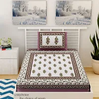 Comfortable Cotton Jaipuri Printed Single Bedsheet with One Pillow Cover-thumb1